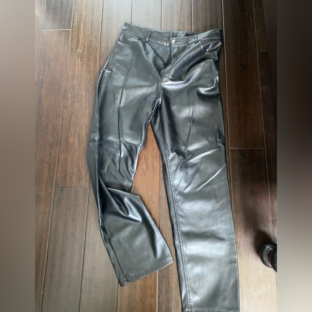Dynamite Jet Black Faux Leather Trousers